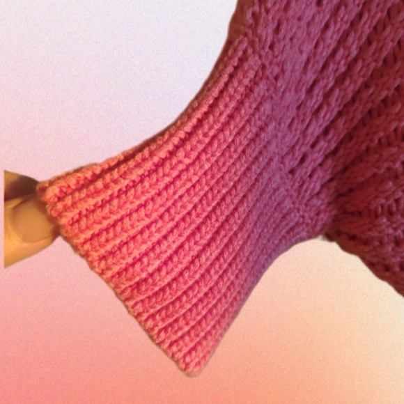 Lovely Tangerine Chunky Knit Boat Neck Sweater Elbow Length Dolman Sleeve Size L - Picture 3 of 5